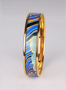 海蓝之心手工画珐琅女手镯