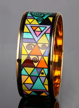 几何幻想画珐琅手镯女