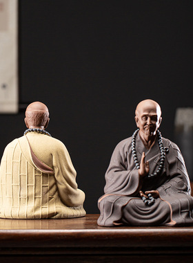 陶瓷弘一法师摆件历史人物李叔同佛像紫砂中式禅意客厅博古架装饰