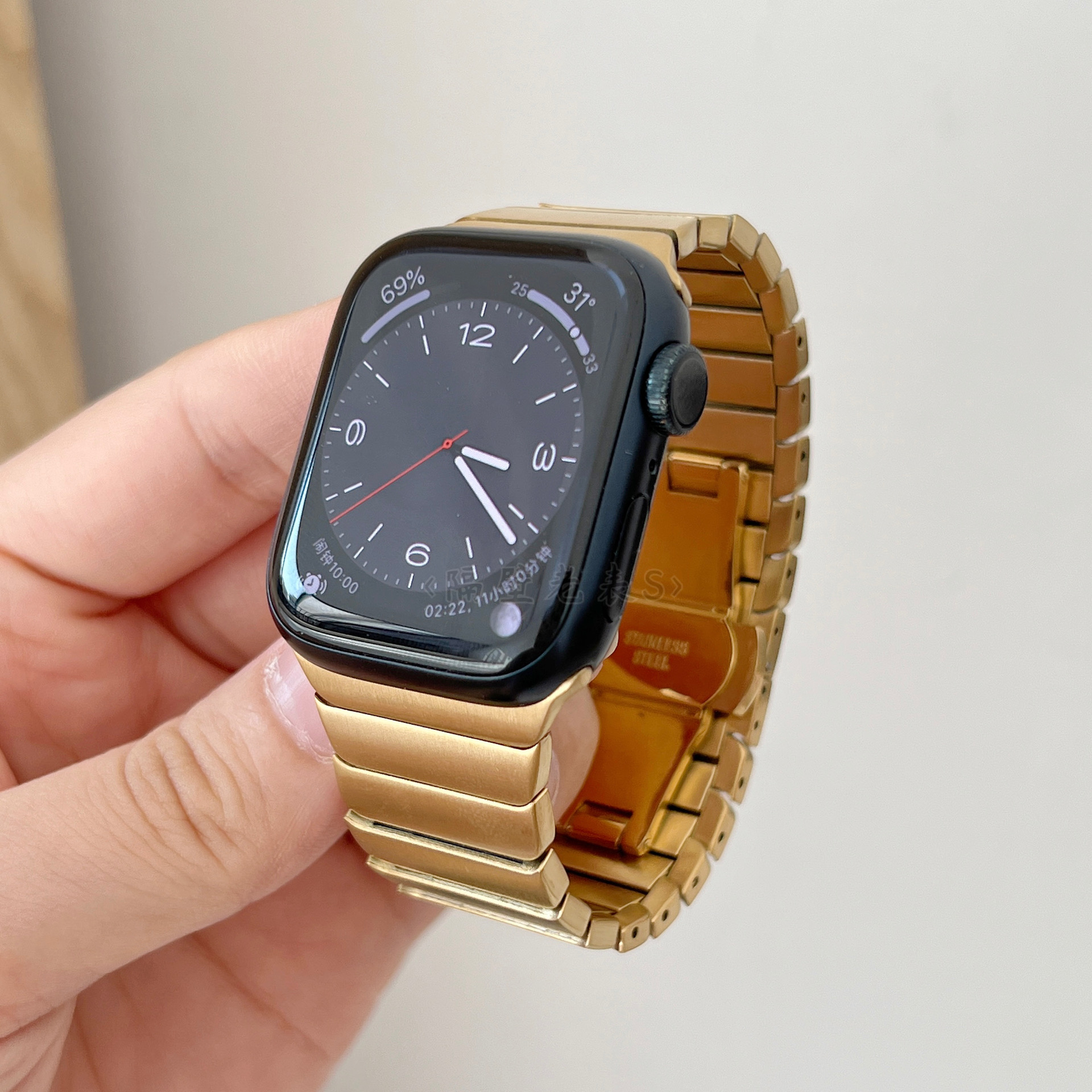 适用苹果手表Applewatch表带S9不锈钢一株蝴蝶扣87SE234Ultra高级-图0