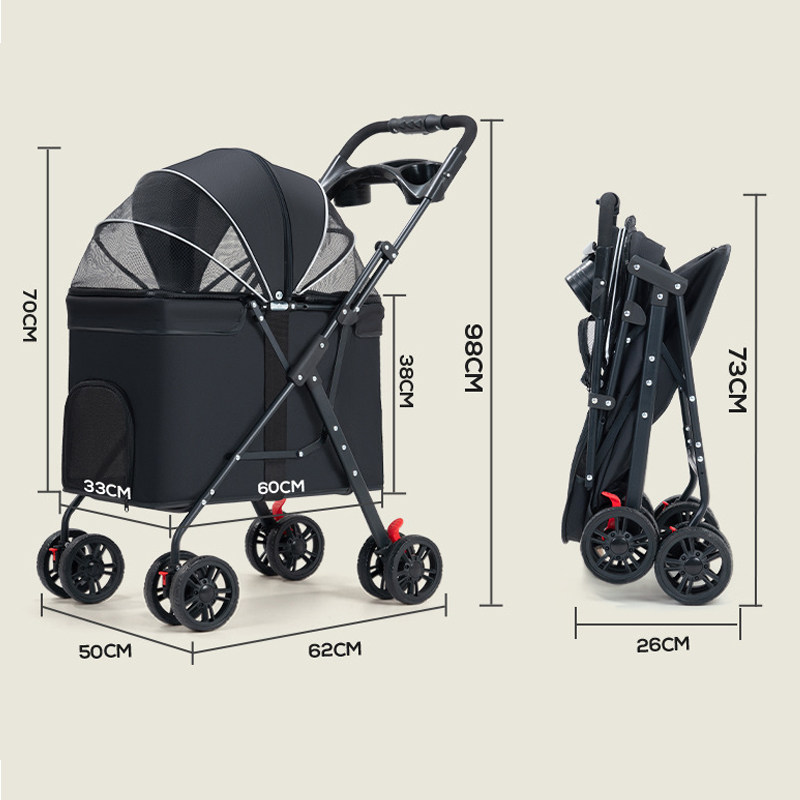 中大型犬宠物推车狗狗手推车泰迪猫咪外出小型宠物车轻便款可折叠 - 图2