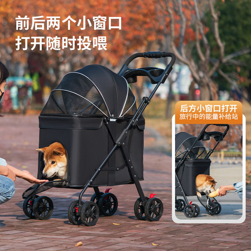 中大型犬宠物推车狗狗手推车泰迪猫咪外出小型宠物车轻便款可折叠 - 图0