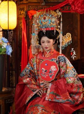 国风发冠新娘凤冠汉服婚嫁仿点翠