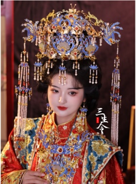 景泰蓝头饰凤冠重工汉服头饰古风