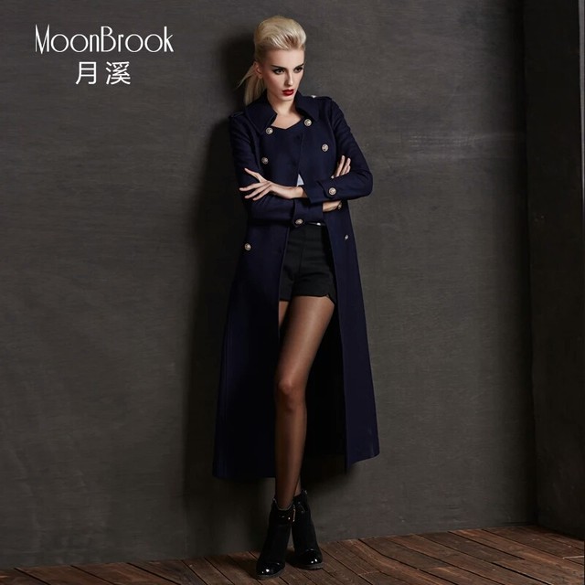 月溪正品2025新款毛呢女外套中长款厚空姐制服保暖大衣工作服工装