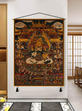 黄财神唐卡装饰画挂布
