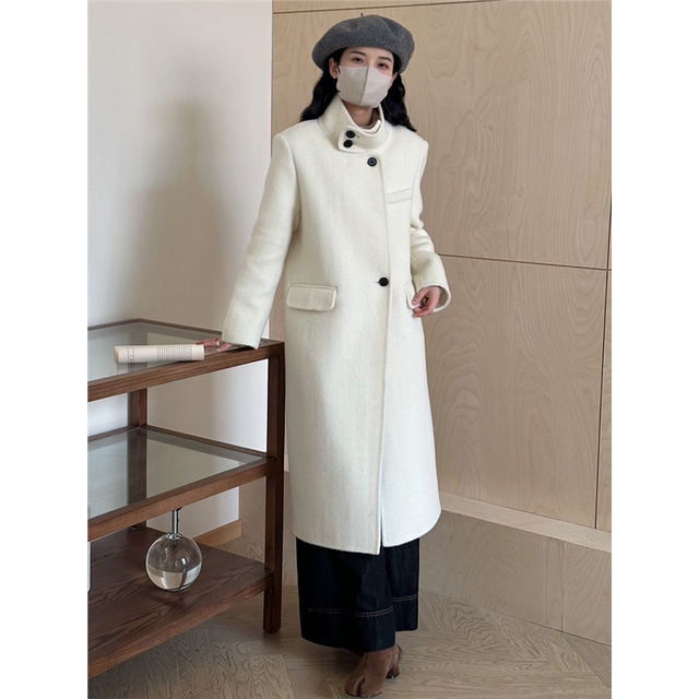 2025冬季韩系立领高级感双面羊绒大衣女长款千金感羊毛呢外套加厚