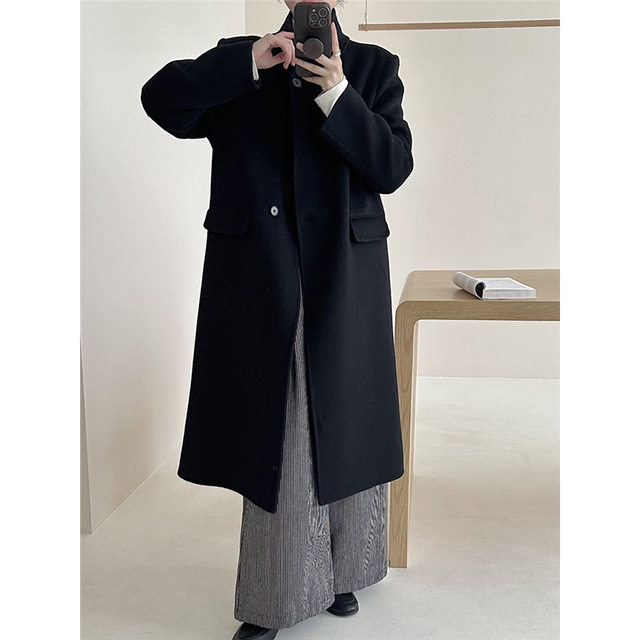 2025冬季韩系立领高级感双面羊绒大衣女长款千金感羊毛呢外套加厚