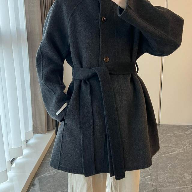 高端双面羊绒大衣女秋冬2025年新款中长款小个子气质立领羊毛外套