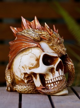 新品创意立体蟠龙骷髅头