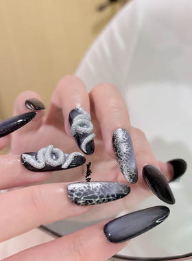 TanghesNail『紫鸳鸯』蛇年主题美甲蛇元素穿戴甲猫眼美甲国风