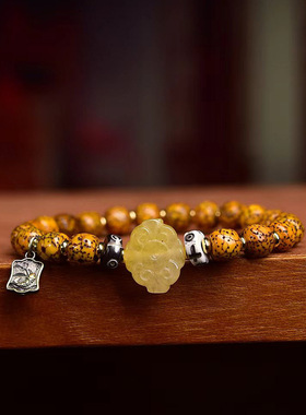 老料玉化星月菩提子手串单圈藏式文玩男女款复古手链饰品文玩