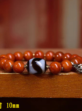 天然西周玛瑙手串单圈藏式文玩佛珠雪巴面包珠虎牙天珠配饰手链