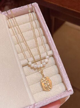 轻奢小众高级感双层叠戴项链法式