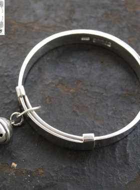 苗乡风铃铛方形光面定做足银手镯