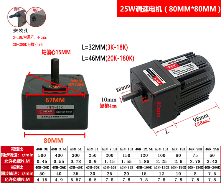 东方电机马达调速齿轮减速箱4GN-100K120K150K180K200K250K300K - 图1