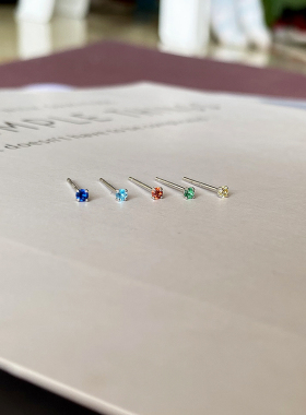 迷你超闪彩钻耳钉耳钉纯银不过敏