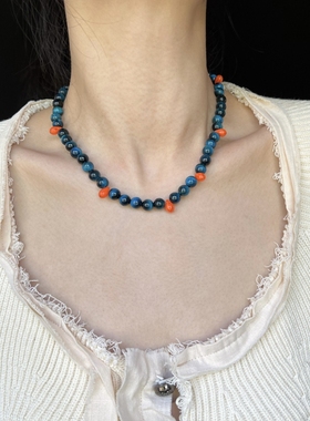 lyumin通用撞色虎眼项链