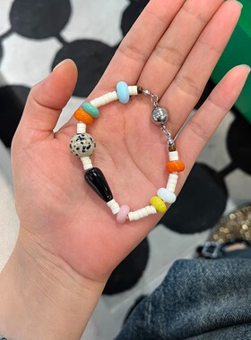 MINNA LU 原创彩色甜甜圈拼接天然石百搭ins风项链