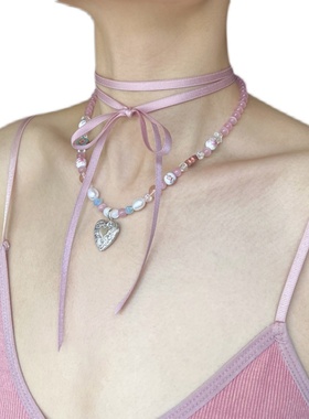 lyumin多层次女粉色项链