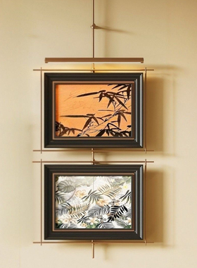 中古风玄关过道装饰画带灯光挂画