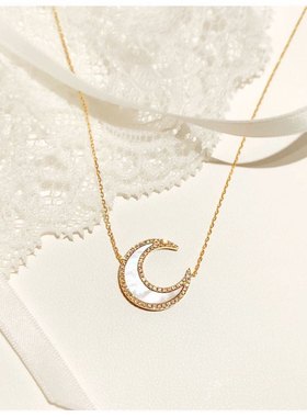 项链银白色贝母满钻闪耀淑女