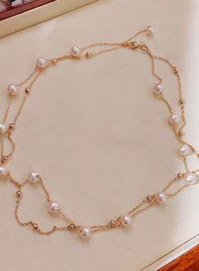 手工满天星珍珠项链双层叠戴