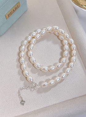 7-8mm天然淡水珍珠项链s925纯银时尚显白高级感小米珠珍珠锁骨链