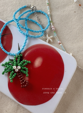 夏日海岛叠戴ins椰子树锁骨链