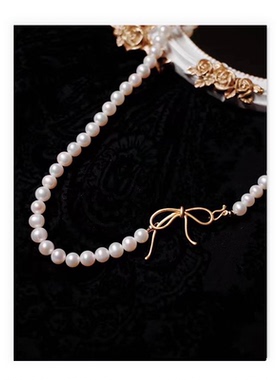 Orchid22蝴蝶结天然珍珠项链18k金复古气质高级感颈链锁骨链精致