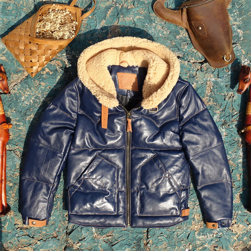 植鞣羊皮拼羊皮毛一体羽绒服白鸭绒超厚重保暖连帽真皮皮衣男冬季,淘宝优惠券,粉丝福利购,淘宝优惠卷