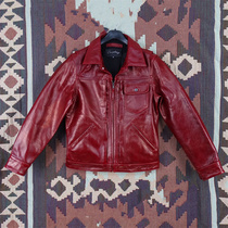 Metal Colour Red Japan Hyogo Oil Wax Cow Leather Day Version Male Laced Cowboy with high genuine leather fur coat men