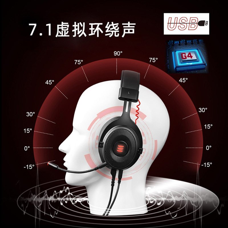 EKSA 头戴式usb吃鸡发光游戏耳机 7.1电竞线控耳麦电脑手机通用,淘宝优惠券,粉丝福利购,淘宝优惠卷