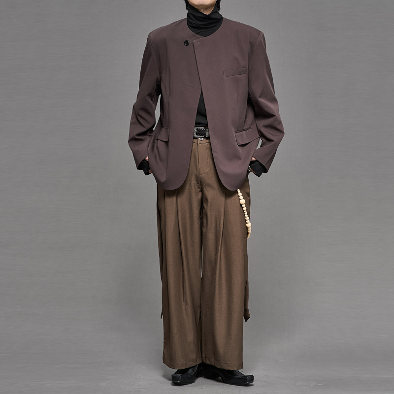 小众设计师款秋男装无领英伦剪裁宽松港风年会休闲男女西装外套,淘宝优惠券,粉丝福利购,淘宝优惠卷