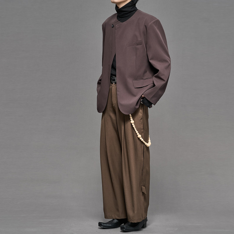 小众设计师款秋男装无领英伦剪裁宽松港风年会休闲男女西装外套,淘宝优惠券,粉丝福利购,淘宝优惠卷