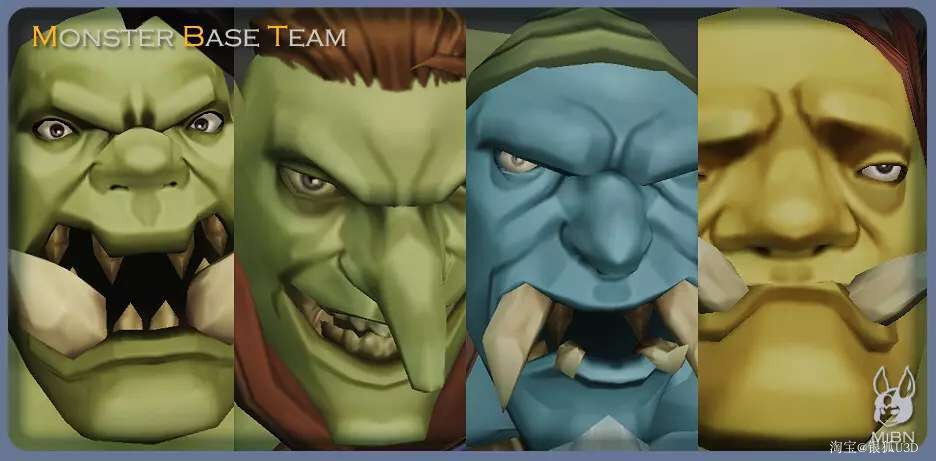 U3D模型 游戏人物模型 精灵族 带动作 Monster BaseTeam v1.2
