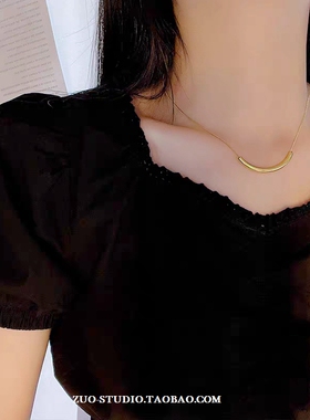 女金色微笑小弯管项链锁骨链