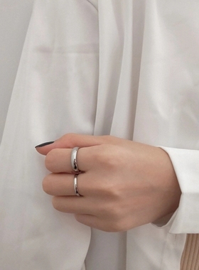 钛钢不掉色ins潮小众素圈戒指
