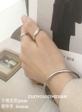 钛钢不掉色18K金色手镯女