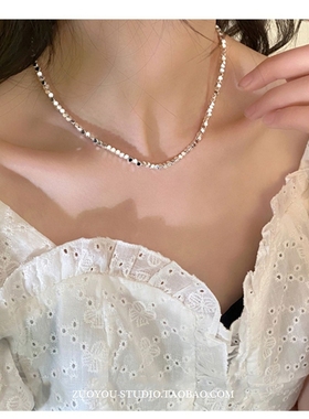钛钢不掉色女小众高级感碎银项链