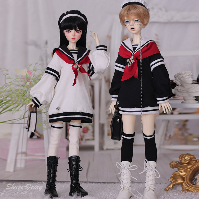 BJD娃娃4分SD人形关节可动玩偶西莉亚学院风多色领巾化妆换装娃娃 - 图2