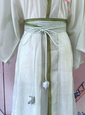 春辰葡萄绿郁金香花苞腰带女夏季浅绿百搭质感腰链简约可调节腰绳