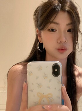 金属双层圈圈耳环女轻奢高级感气质大耳圈圆圈耳钉素圈耳饰耳扣