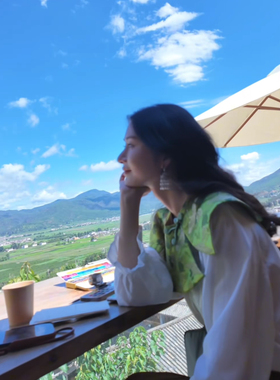 抖音博主同款绿色仙鹤云肩新中式国风盘扣假领子古风汉服旗袍配饰