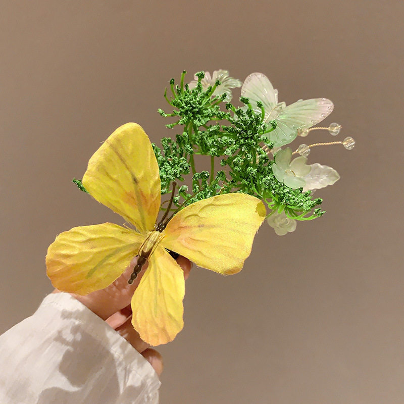 精致蝴蝶花朵发夹氛围感发夹唯美蝶恋花发夹汉服花枝配饰侧边夹女,淘宝优惠券,粉丝福利购,淘宝优惠卷