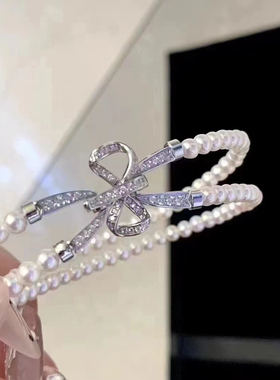 迪丽热巴明星同款公主风名媛蝴蝶双层淡水珍珠手链闺蜜礼物