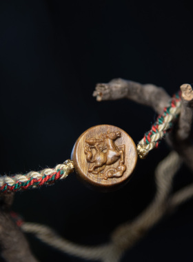 绿檀木雕十二生肖手绳