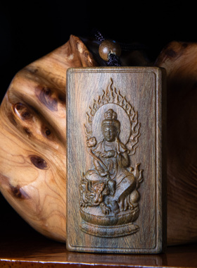 原创十二生肖本命佛八大守护神绿檀天然实木精雕刻吊坠项链挂件年