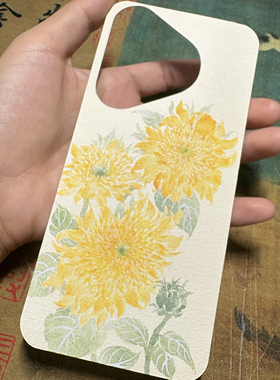 国画荷花竹子向日葵昙花没骨花卉背卡纯手绘卡纸国画定制卡片包邮