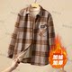 New fashion and loose velvet winter plaid shirt